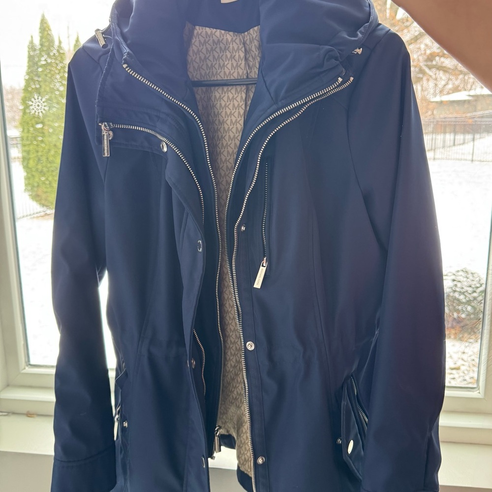 Michael Kors Dark Blue Hooded Utility Jacket
